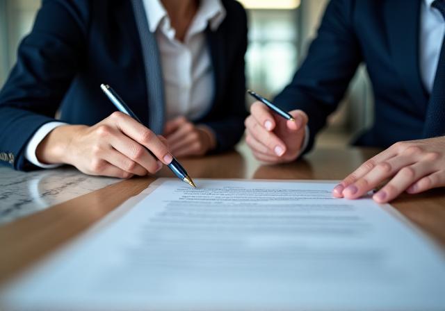 Business professionals reviewing a service level agreement